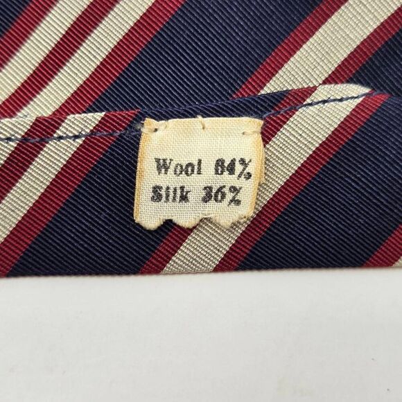 ELLIOTT'S IRISH POPLIN WOOL SILK TIE IRELAND BLUE TAN REPP STRIPE 3.25" X 51" - Picture 2 of 4